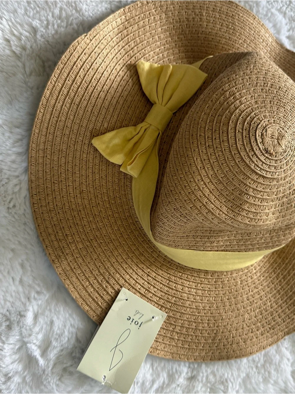NWT Joie Kids Straw Sun Hat with Yellow Bow